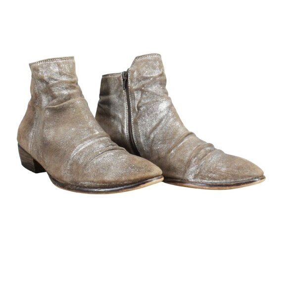 Seychelles Metallic Brown Slouch Side Zip Almond Toe Ankle Boots Size 10 - Picture 2 of 9